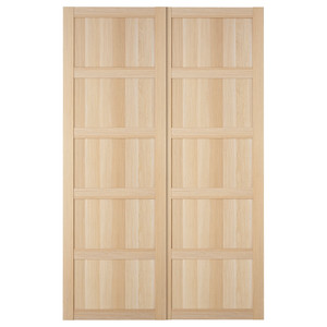 BERGSBO Pair of sliding doors, white stained oak effect, 150x236 cm