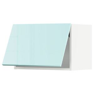 METOD Wall cabinet horizontal w push-open, white Järsta, high-gloss light turquoise, 60x40 cm