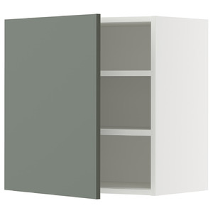 METOD Wall cabinet with shelves, white/Nickebo matt grey-green, 60x60 cm