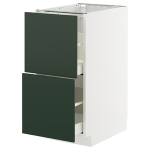 METOD / MAXIMERA Base cb 2 fronts/2 high drawers, white/Havstorp deep green, 40x60 cm