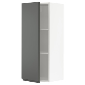METOD Wall cabinet with shelves, white/Voxtorp dark grey, 40x100 cm