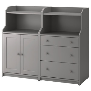 HAUGA Storage combination, grey, 139x46x116 cm