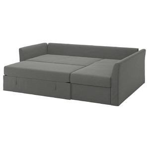 HOLMSUND Corner sofa-bed, Borgunda dark grey