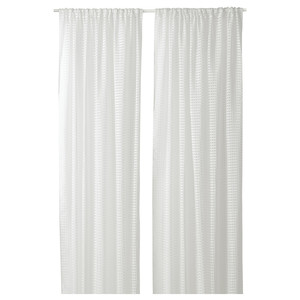 SANDDÅDRA Sheer curtains, 1 pair, white, 145x300 cm