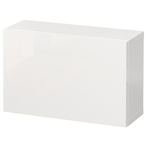 BESTÅ Wall-mounted cabinet combination, white/Selsviken high-gloss/white, 60x22x38 cm