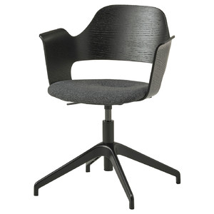 FJÄLLBERGET Conference chair, black stained ash veneer, Gunnared dark grey