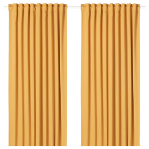 MAJGULL Room darkening curtains, 1 pair, yellow, 145x300 cm