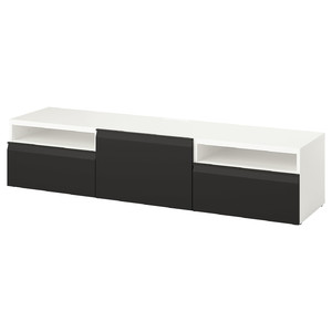 BESTÅ TV bench, white/Hammarsmed anthracite, 180x42x39 cm