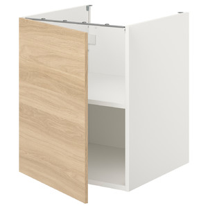 ENHET Bc w shlf/door, white, oak effect, 60x60x75 cm