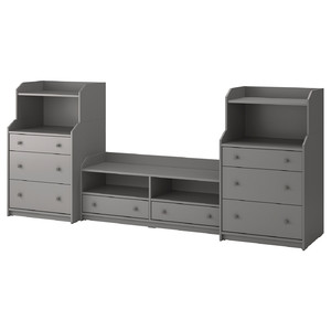 HAUGA TV/storage combination, grey, 277x46x116 cm