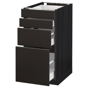METOD / MAXIMERA Base cab 4 frnts/4 drawers, black/Kungsbacka anthracite, 40x60 cm