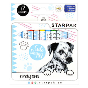 Starpak Wax Crayons 12 Colours Doggy