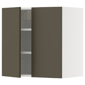 METOD Wall cabinet with shelves/2 doors, white/Havstorp brown-beige, 60x60 cm