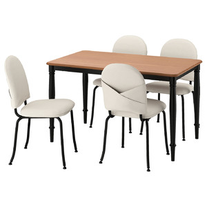 DANDERYD/EBBALYCKE Table and 4 chairs, pine veneer black/Idekulla beige, 130 cm