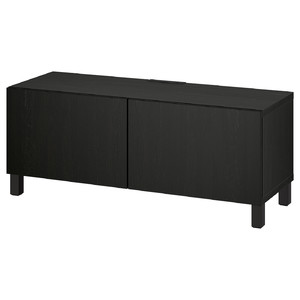 BESTÅ TV bench with doors, black-brown/Lappviken/Stubbarp black-brown, 120x42x48 cm