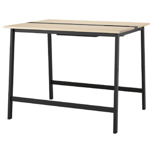 MITTZON Conference table, birch veneer/black, 140x108x105 cm