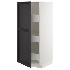 METOD / MAXIMERA High cabinet with drawers, white/Lerhyttan black stained, 60x60x140 cm