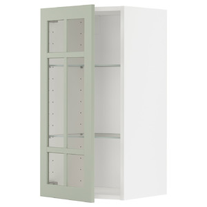 METOD Wall cabinet w shelves/glass door, white/Stensund light green, 40x80 cm