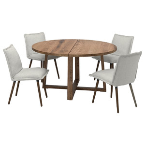 MÖRBYLÅNGA / KLINTEN Table and 4 chairs, oak veneer brown stained/Kilanda light beige, 145 cm