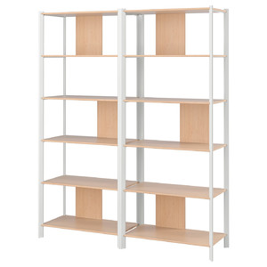 JÄTTESTA Storage combination, white/light bamboo, 160x194 cm