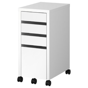 MICKE Drawer unit/drop file storage, white, 35x75 cm