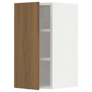 METOD Wall cabinet with shelves, white/Tistorp brown walnut effect, 30x60 cm