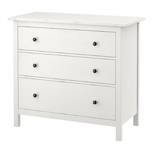 HEMNES Chest of 3 drawers, white stain, 108x96 cm