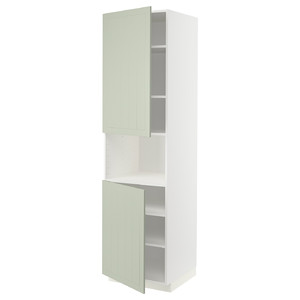 METOD High cab f micro w 2 doors/shelves, white/Stensund light green, 60x60x220 cm