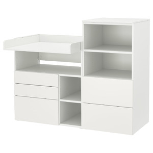 SMÅSTAD / PLATSA Changing table, white white/with bookcase, 150x79x123 cm