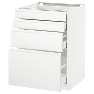 METOD / MAXIMERA Base cab 4 frnts/4 drawers, white/Voxtorp matt white, 60x60 cm