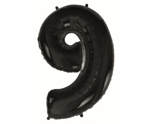 Foil Balloon Number 9, black, 92cm