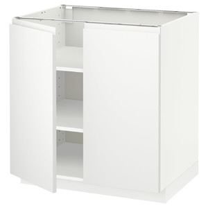 METOD Base cabinet with shelves/2 doors, white/Voxtorp matt white, 80x60 cm