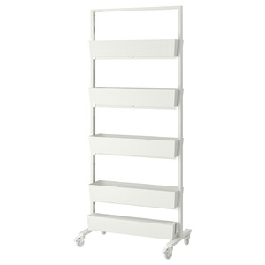 MITTZON Frame w castors/container/cable box, white, 85x205 cm