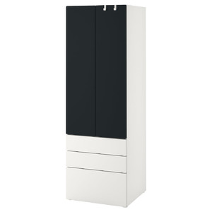 SMÅSTAD / PLATSA Wardrobe, white/blackboard surface with 3 drawers, 60x57x181 cm