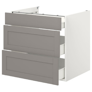 ENHET Base cb w 3 drawers, white/grey frame, 80x62x75 cm