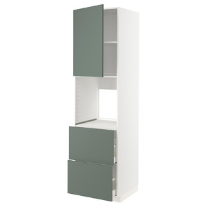 METOD / MAXIMERA Hi cab f ov w dr/2 frnts/2 hi drwrs, white/Bodarp grey-green, 60x60x220 cm