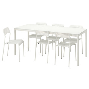 VANGSTA / ADDE Table and 6 chairs, white/white, 120/180 cm