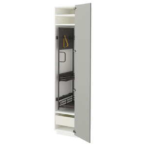 METOD / MAXIMERA High cabinet with cleaning interior, white/Havstorp light grey, 40x60x200 cm