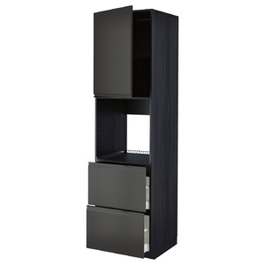 METOD / MAXIMERA Hi cab f ov w dr/2 frnts/2 hi drwrs, black/Upplöv matt anthracite, 60x60x220 cm