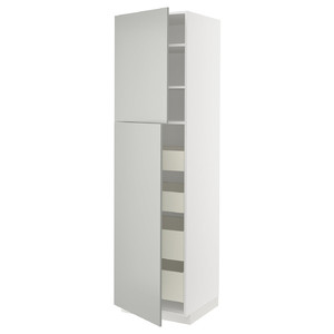 METOD / MAXIMERA Hi cab w 2 doors/4 drawers, white/Havstorp light grey, 60x60x220 cm