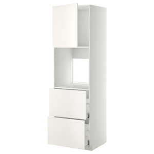 METOD / MAXIMERA Hi cab f ov w dr/2 frnts/2 hi drwrs, white/Veddinge white, 60x60x200 cm