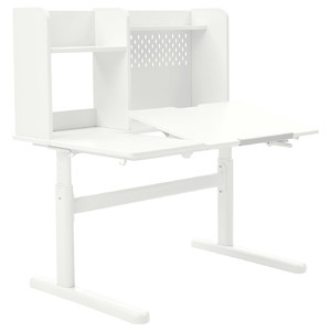 BERGLÄRKA Desk, white/tiltable, 100x70 cm