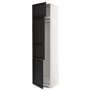 METOD High cab f fridge/freezer w 3 doors, white/Lerhyttan black stained, 60x60x240 cm