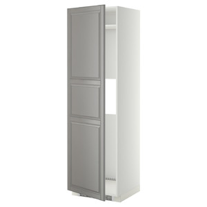 METOD High cab f fridge or freezer w door, white, Bodbyn grey, 60x60x200 cm