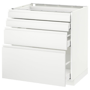 METOD / MAXIMERA Base cabinet with 4 fronts/4 drawers, white, Voxtorp matt white, 80x60 cm