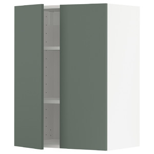 METOD Wall cabinet with shelves/2 doors, white/Bodarp grey-green, 60x80 cm