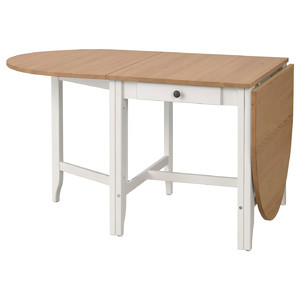 GAMLEBY Drop-leaf table, light stain patina/white, 67/134/201x78 cm