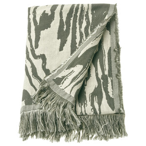 TANDMOTT Throw, grey-green/off-white, 130x170 cm