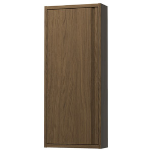 ÄNGSJÖN Wall cabinet with door, brown oak effect, 40x15x95 cm
