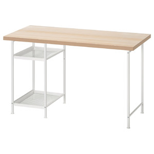 LAGKAPTEN / SPÄND Desk, white stained oak effect/white, 120x60 cm